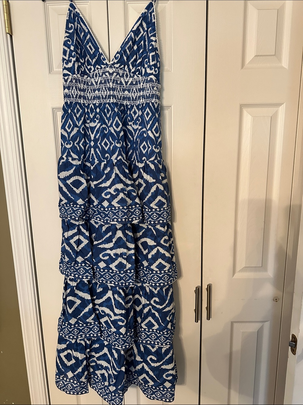 Caroline Constas Blue and White Maxi Dress